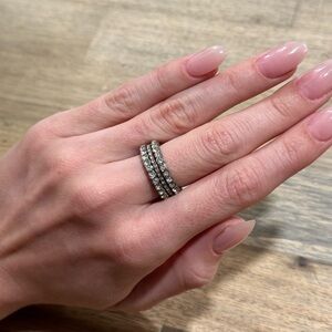 Elegant Silver and Diamond Ring Set